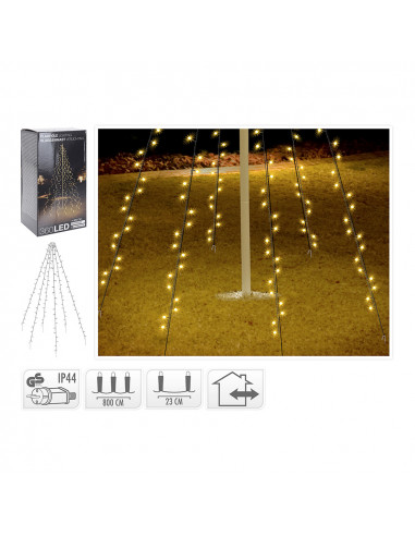 Rideau exterieur 360 leds bland chaud, special pour arbres. 8m (heauteur)
