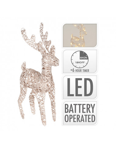Renne doré avec 50 leds lumiere chaude