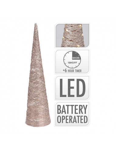 Arbre en forme de cone avec 40 leds 80cm doré
