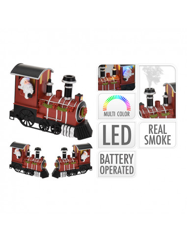 Scene de noel train avec fumee reelle 7,5x19x12,5cm