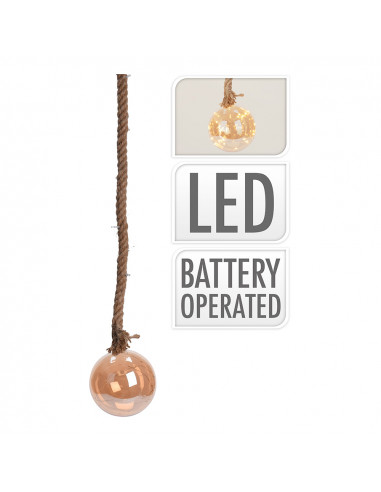 Boule et corde de jute avec 24 leds ø15x95cm