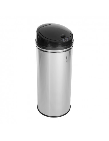 Poubelle avec capteur d'ouverture automatique modèle alpha couleur argent/noir 42 litres