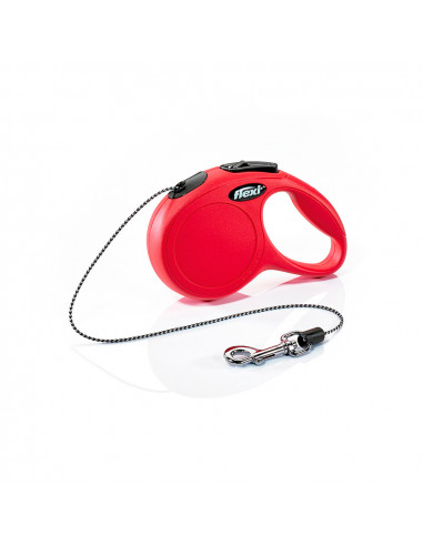 Laisse extensible flexi classic 3mt de corde taille xs jusqu'à 12kg couleur rouge nayeco