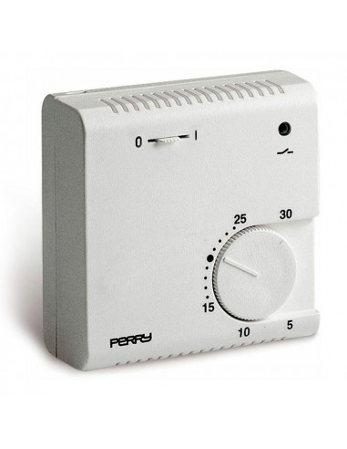 Thermostat à expansion de gaz série "teg" avec lumière pilote et sélecteur "on / off" white perry