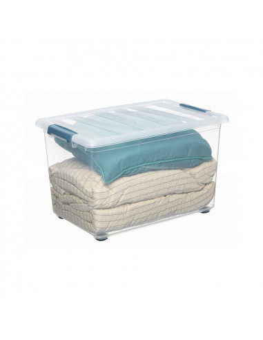 Katla boite transparente 57l avec roues et poignees ergonomiques 59x39x36,5cm