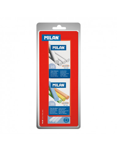 Blister 1 boîte 10 craies blanches + 1 boîte 10 craies de couleur milan