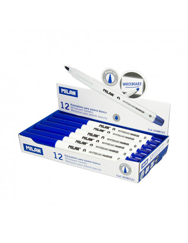 Boite de 12 feutres bleus ø3,7mm pour tableau blanc milan