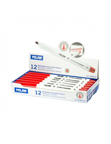 Boite de 12 feutres rouges ø3,7mm pour tableau blanc milan