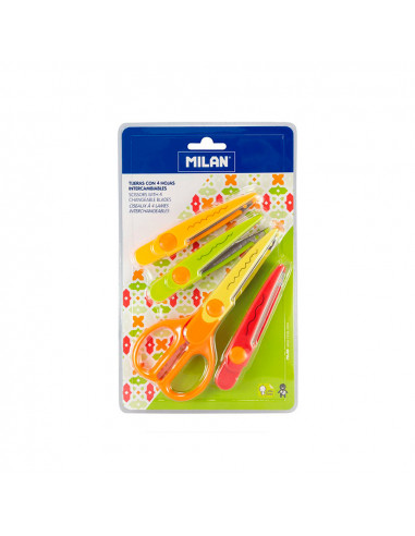 Blister ciseaux zig-zag 4 lames interchangeables 16cm milan