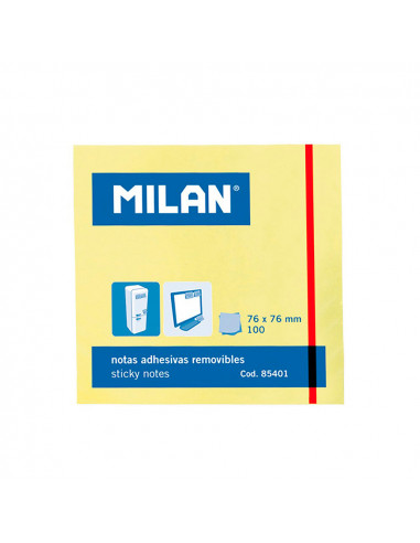 Pack 100 notes adhesives 76x76mm milan