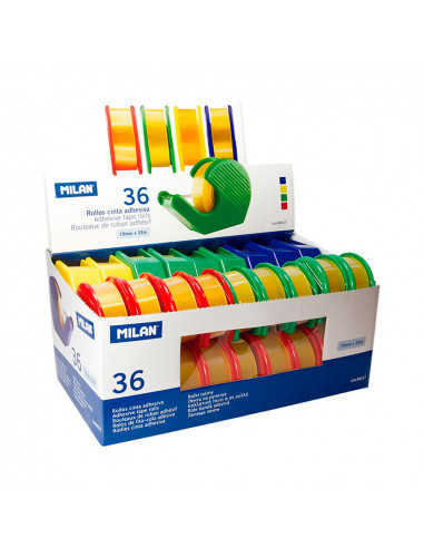 Distributeur de ruban adhésif transparent 19mm x 33m couleurs assorties milan