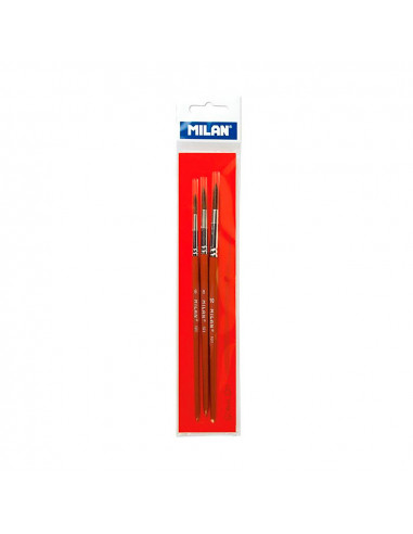 Blister 3 pinceaux scolaires serie 101 n°6, 8 et 10 milan