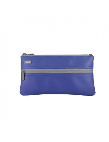 Étui vide avec deux fermetures éclair bleu milan