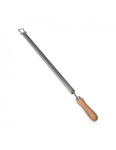 Baguette porte-journal aluminium avec manche en bois.