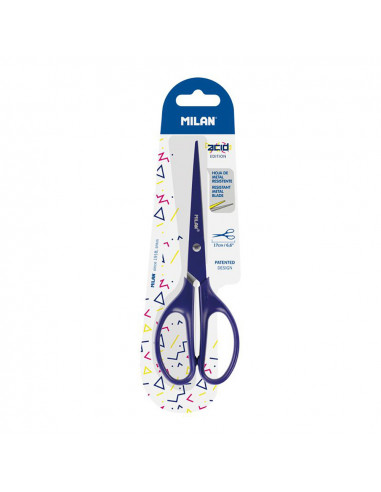 Blister ciseaux bureau bleu acid 17cm milan