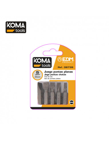 Jeu bits plats 1 4-5 pièces x 25 mm koma tools