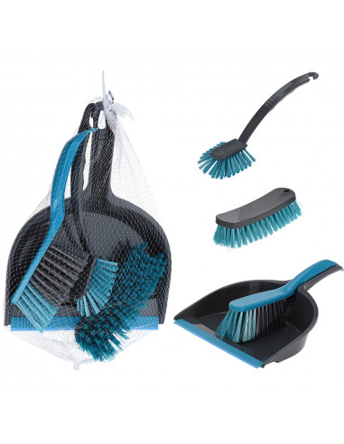 Set de nettoyage 4 pièces gris et turquoise