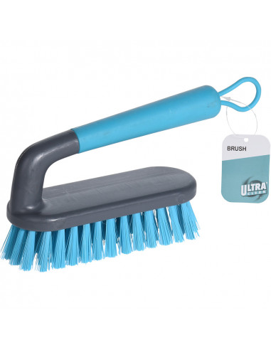 Brosse à main avec manche antidérapant 5x19,5x10,5cm couleur gris et turquoise