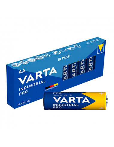 Pack 10 piles aa lr06 varta industrial pro ø14,5x50,5mm