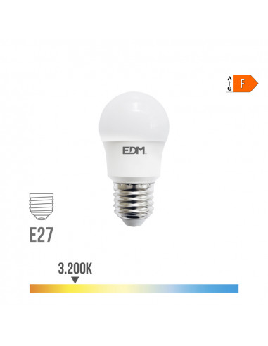 Ampoule led sphérique e27 8,5w 1000lm 3200k lumière chaude ø4,5x8,6cm edm