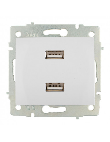 Chargeur double usb 230v 5v 4200ma blanc à encastrer erp2usb s.europa solera erp2usb