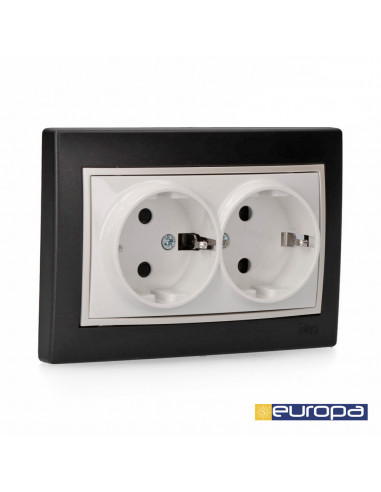 Base bipolaire double fixe t/tl 16a noir s.europa solera erp60/2nu