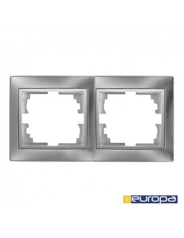 Cadre horizontal pour 2 elements couleur argent 154x81x10mm s.europa solera erp72au