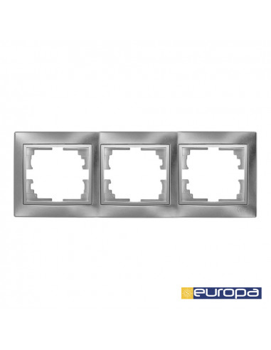 Cadre horizontal pour 3 elements couleur argent 225x81x10mm s.europa solera erp73au