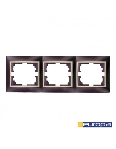 Cadre horizontal pour 3 elements cadre noir et contour perle 225x81x10mm s.europa solera erp73nu