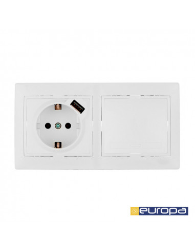 Kit interrupteur + base avec usb + cadre 2 elements 154x81x10mm s.europa solera kit-erp-room