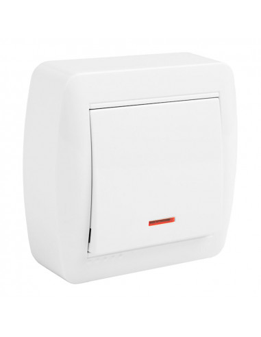 Commutateur unipolaire avec indicateur lumineux 74x72x78mm. solera mur02ilu