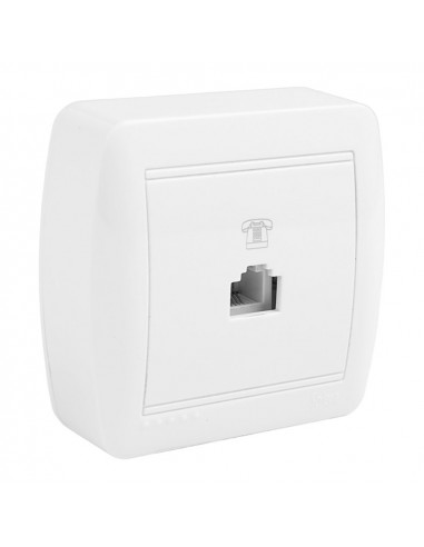 Prise telephone tj11 (4 voies) 74x72x28mm s. mural solera