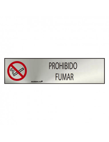 Panneau informatif "prohibido fumar" (inox adhesif 0.8mm) 5x20cm