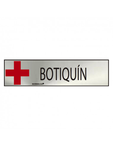 Panneau informatif "botiquin" (inox adhesif 0.8mm) 5x20cm