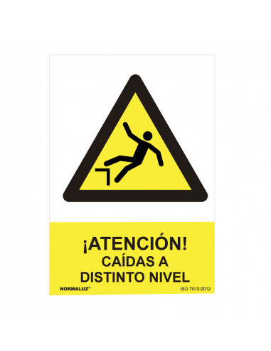 Panneau de danger "attention chutes denivelé" (espagnol - pvc 0.7mm) 30x40cm