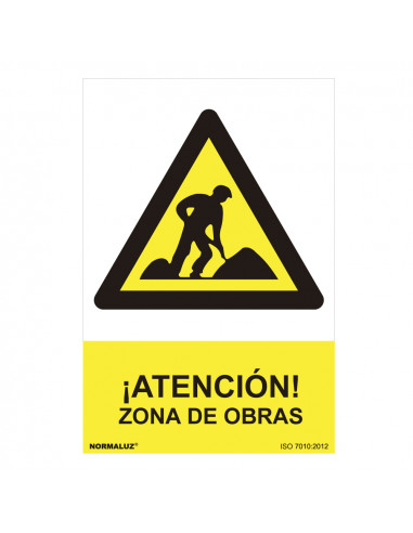 Panneau de danger "zone de travaux" (espagnol - 0.7mm) 30x40cm