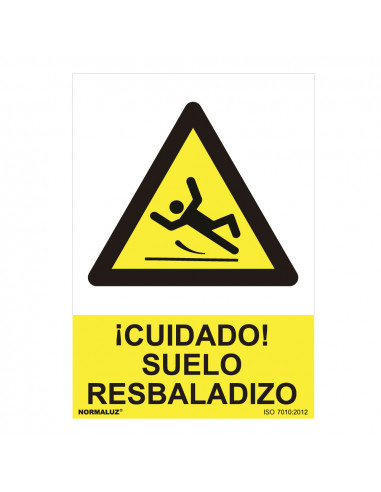 Panneau de danger "attention sol glissant" (espagnol - 0.7mm) 30x40cm