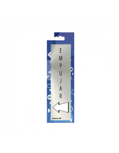 Panneau informatif "empujar" (inox adhesif 0.8mm) 5x20cm