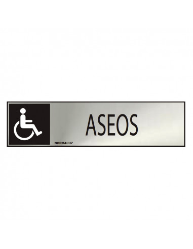Panneau informatif "aseos" mobilité réduite (inox adhesif 0.8mm) 5x20cm
