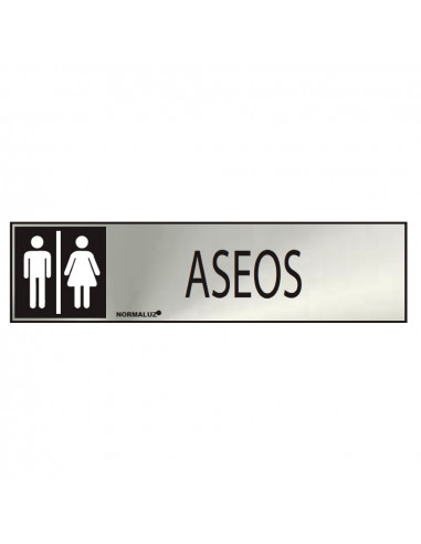 Panneau informatif "aseos" mixte (inox adhesif 0.8mm) 5x20cm