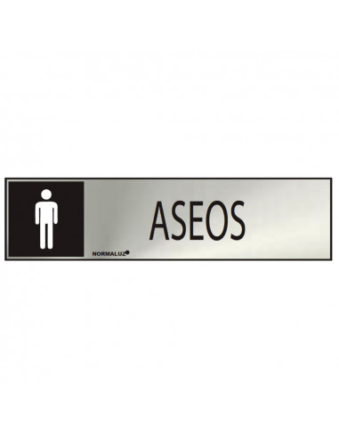 Panneau informatif "aseos" homme (inox adhesif 0.8mm) 5x20cm