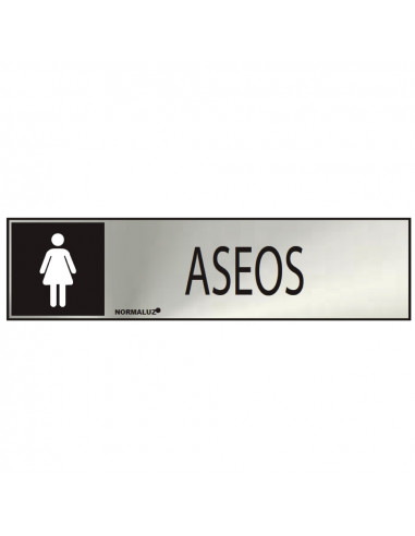 Panneau informatif "aseos" femme (inox adhesif 0.8mm) 5x20cm