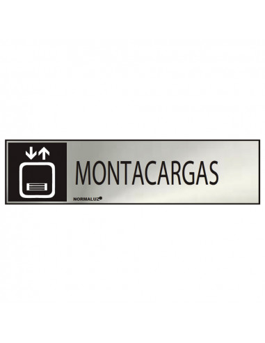 Panneau informatif "montacargas" (inox adhesif 0.8mm) 5x20cm