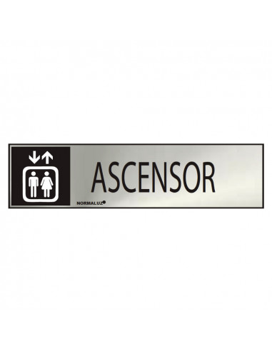 Panneau informatif "ascensor" (inox adhesif 0.8mm) 5x20cm