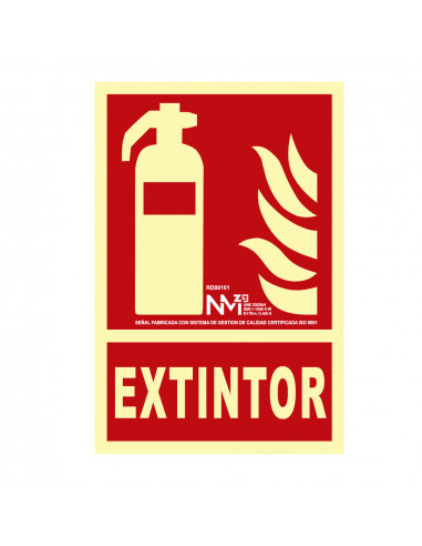 Panneau d'extinction "extintor" classe b (pvc 0.7mm) 21x30cm