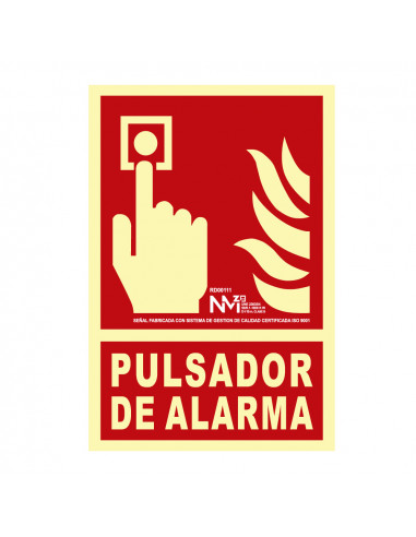 Panneau d'extinction "pulsador de alarma" classe b (pvc 0.7mm) 21x30cm