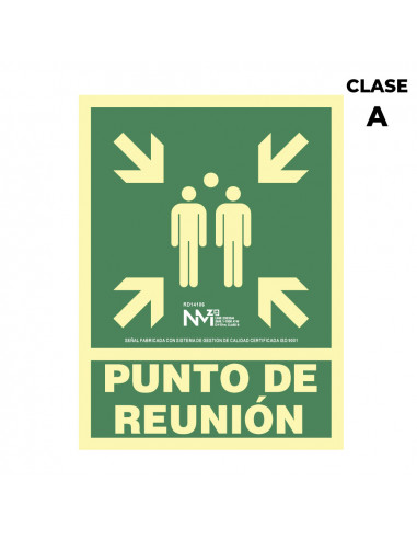 Panneau d'evacuation "punto de reunion" classe a (pvc 1mm) 22.4x30cm