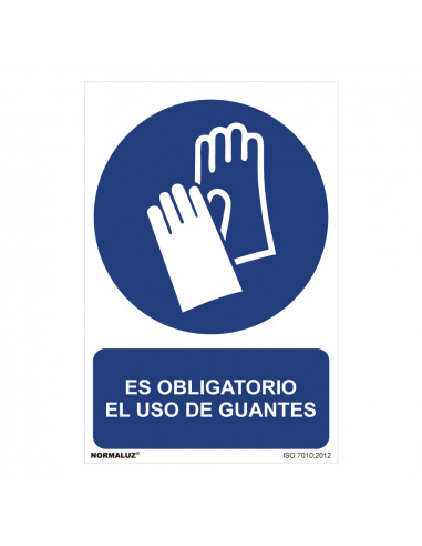 Panneau utilisation obligatoire "es obligatorio el uso de guantes" (pvc 0.7mm) 30x40cm