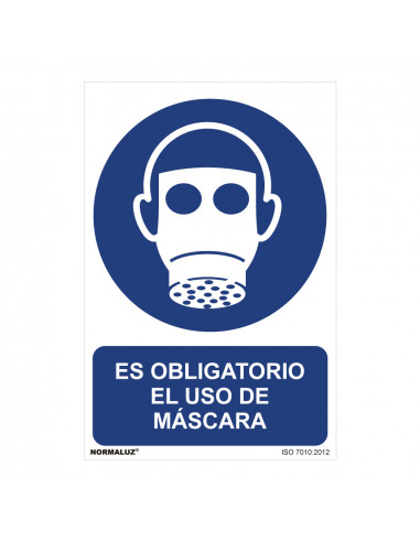 Panneau utilisation obligatoire "es obligatorio el uso de mascara" (pvc 0.7mm) 30x40cm