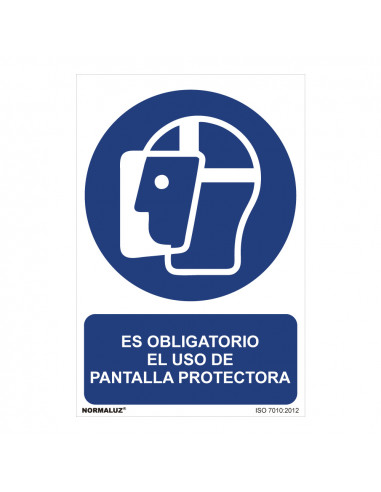 Panneau utilisation obligatoire "es obligatorio el uso de pantalla protectora" (pvc 0.7mm) 30x40cm